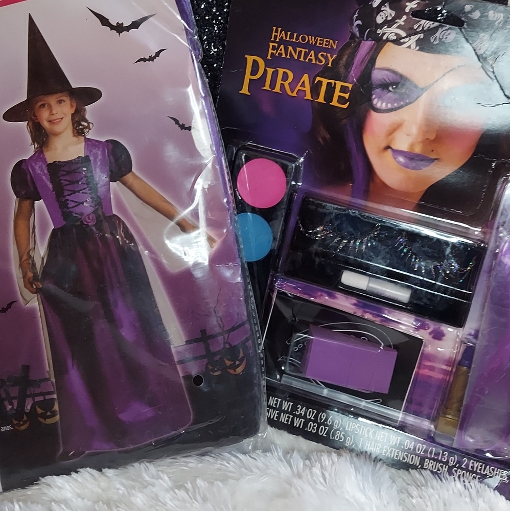 Girls Witch Costume & Makeup Combo